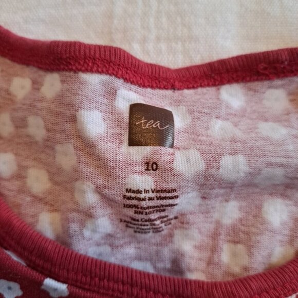 Tea Collection girls size 10 red shirt with white flowers. VGUC - Picture 2 of 4
